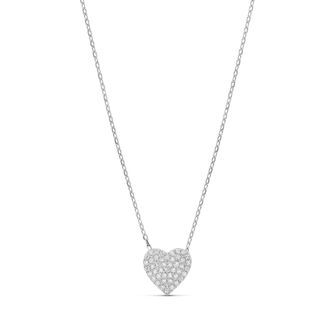 SHYMI Mini Pav&eacute; Heart Necklace -.925 Sterling Silver, 14k Gold-Plated - Rhodium Plated, Cubic Zirconia Pav&eacute; Detailing, Adjustable Chain