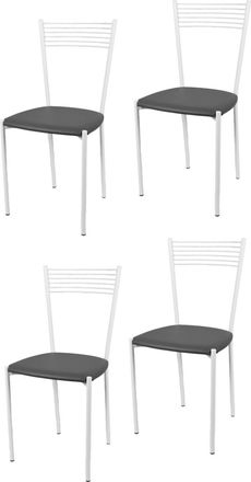 Tommychairs Tommychairs 4 Sillas Elegance Acero Blanco Asiento Polipiel Gris Oscuro