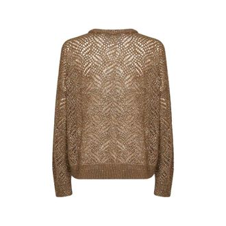 Brunello Cucinelli Mohair-Blend Openwork Knit Sweater - Brown