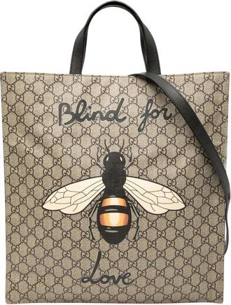 Gucci Pre-owned Tote Bags, female, Brown, Size: ONE SIZE Pre-owned Printed Graphic Tote
