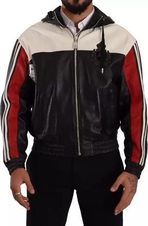 Dolce & Gabbana Black Leather Hooded Blouson Mens Jacket (Pre-Owned)