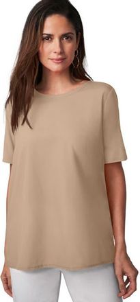 Jessica London Uptown Refined Tee in New Khaki at Nordstrom, Size 26