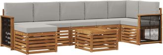 vidaXL Conjunto De Sof&aacute;s De Exterior 7 Uds. Natural Y Gris Claro Vidaxl
