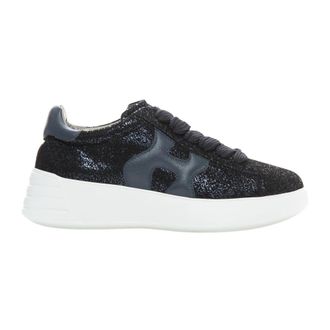 Hogan Glitter Logo-Patch Chunky Sneakers - Dames - Sneakers - Zwart - 38 1/2 EU - Leer - Schoenen