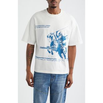 Criminal Damage Samurai Graphic T-Shirt in Off-White/Blue at Nordstrom, Size Xx-Large