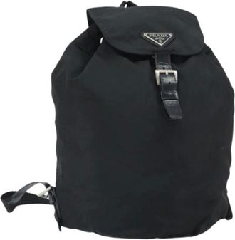 Prada Pre-owned Backpacks, female, Black, Size: ONE SIZE Pre-owned Vintage Nylon Backpack