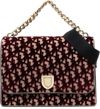 Dior Pre-owned Cross Body Bags, female, Red, Size: ONE SIZE Pre-owned Printed Velvet Shoulder Bag