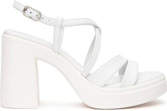 Nero Giardini White leather sandals with platform - female - Nerogiardini - High Heel Sandals - White - 4 UK - Shoes
