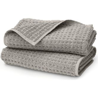 Boll & Branch Set of 2 Waffle Organic Cotton Hand Towels in Pewter at Nordstrom