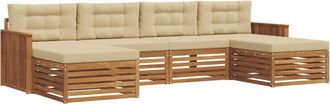 vidaXL Conjunto De Sof&aacute;s De Exterior 6 Uds. Natural Y Beige Vidaxl