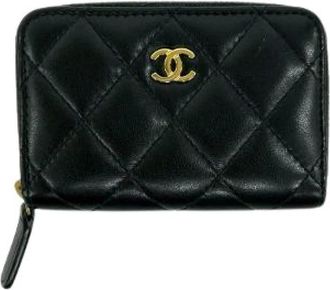 Chanel Pre-owned Wallets, female, Black, Size: ONE SIZE Pre-owned Matelasse Lambskin Coin Case