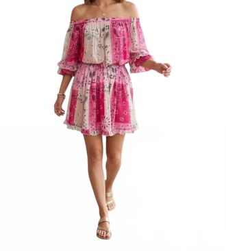 5 Progress Off The Shoulder Bandana Print Mini Dress In Light Rose