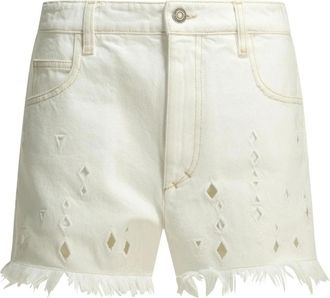 Isabel Marant Broderie Anglaise Denim Shorts - Dames - Denim shorts - Wit - S - Denim - Korte Broeken