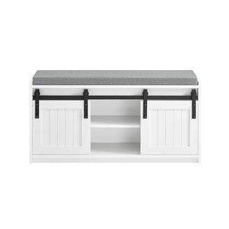 SoBuy Banco zapatero con 2 puertas correderas blanco