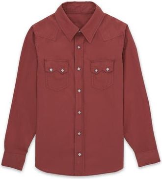 Fortela Toledo Cotton Poplin Western Shirt in Burgundy at Nordstrom, Size 42 Eu