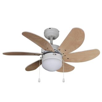 Lindby Ventilador de techo con l&aacute;mpara de metal blanco