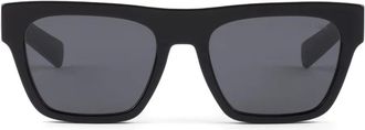Prada Occhiali da sole rettangolari con stampa logo - Nero