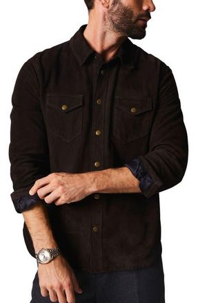 Billy Reid Suede Snap Front Work Shirt in Chocolate at Nordstrom, Size Xx-Large