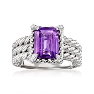 Ross-Simons Amethyst 3-Row Ring With White Topaz in Sterling Silver