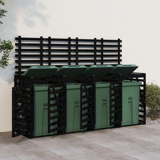 vidaXL Vidaxl - Cobertizo Cu&aacute;druple Para Cubos De Basura Madera De Pino Negro
