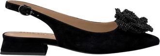Alma En Pena Platte schoen met bloem - Dames - Ballerinas - Zwart - 36 EU - Leer - Schoenen