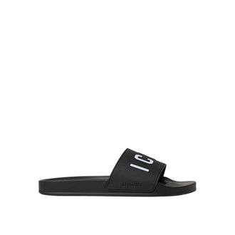 Dsquared2 Sliders, male, Black, Size: 6 US Black Rubber Slides Sandals