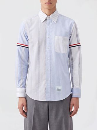 Thom Browne Camicia in cotone patchwork con tasca a toppa e logo Flag