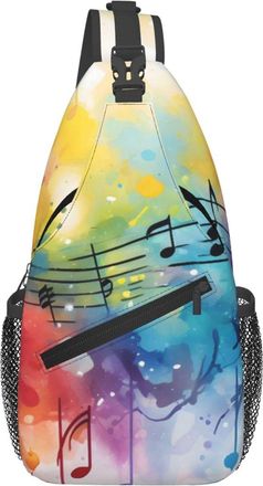 Generic Colorful Background With Musical Notes Sling Bag Lightweight Cross Body Bag With Zipper Daypack For Traveling Sports Men