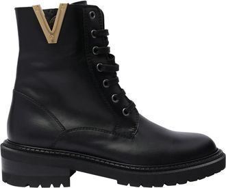 Via Roma 15 Zwarte Laarzen - Dames - Veterlaarzen - Zwart - 36 EU - Leer - Schoenen