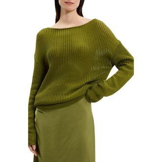 Theory Open Neck Pima Cotton Sweater in Avocado at Nordstrom Rack, Size Small