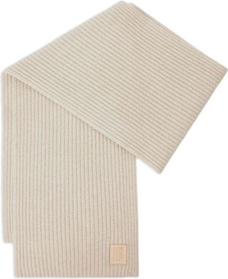 Loewe Sciarpa a coste con placca logo - Toni neutri