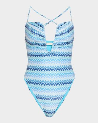 Ramy Brook Chevron Bianka One-Piece Swimsuit