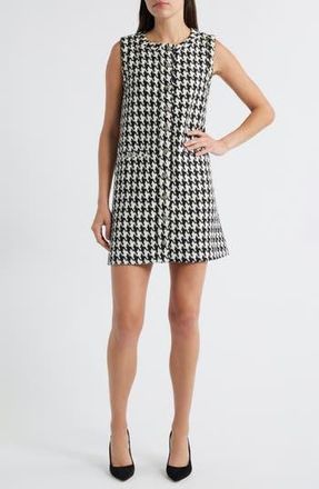ZOE AND CLAIRE Houndstooth Check Shift Minidress in Black/White at Nordstrom Rack, Size Medium