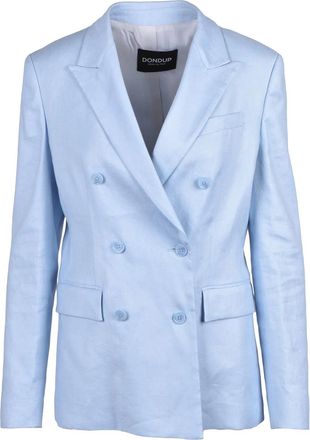Dondup Light Blue Double-Breasted Linen Viscose Jacket