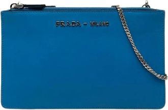 Prada Pre-owned Vintage Crossbody - Dames - Vintage Clutch - Blauw - ONE Size - Leer - Vintage