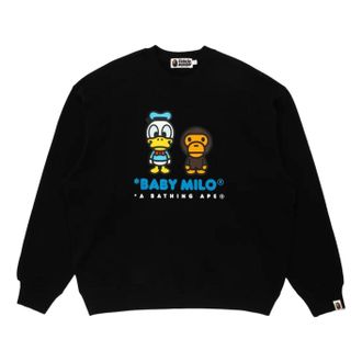 A Bathing Ape x Disney Donald Duck Baby Milo Relaxed Fit Crewneck Black 0ZXSWMX90213R-BLK
