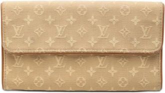 Louis Vuitton Pre-owned Monogram Mini Lin Long Wallet - unisex - Vintage Accessoires - Beige - ONE Size - Leer - Vintage