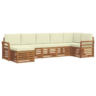 vidaXL Conjunto De Sof&aacute; Seccional Con Coj&iacute;n 7 Pcs Natural Y Crema Vidaxl