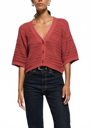 Nation Ltd Tabby Crochet Cardigan In Marsala
