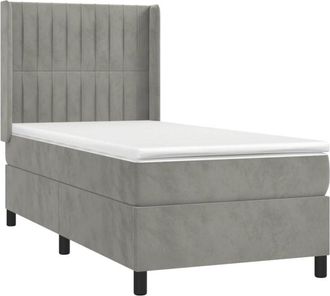 vidaXL Cama Box Spring Colch&oacute;n Y Led Terciopelo Gris Claro 90x200 Cm Vidaxl