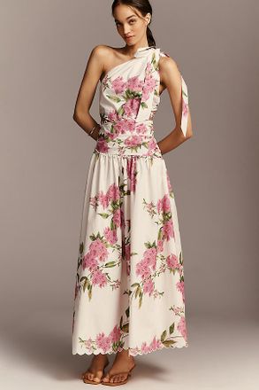 En Saison Esther Cotton One-Shoulder Drop-Waist Midi Dress