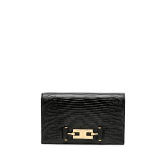 Elisabetta Franchi Lizard-effect Logo-plaque Mini Crossbody Bag