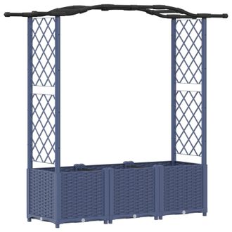 vidaXL Cama Elevada Con Trellis Y Techo Gris 164 X 40 X 142 Cm Pp Vidaxl