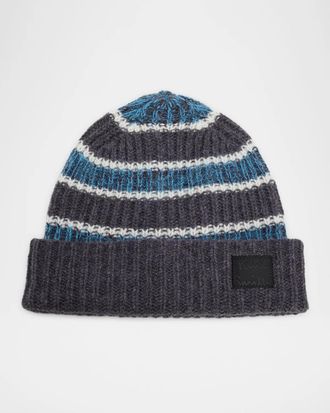 Paul Smith Men & apos;s Mara Stripe Rib-Knit Beanie Hat