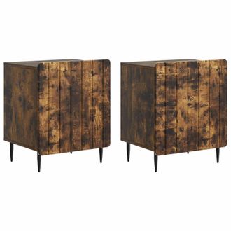 vidaXL Armario De Noche 2 Pcs Roble Ahumado 43 X 34,5 X 52 Cm Vidaxl