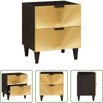 vidaXL Comodino in legno - Armadio da Notte con cassetto Nero e Oro 40 x 33,5 x 46 cm
