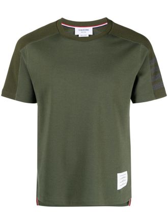 Thom Browne T-shirt con dettaglio a 4 righe - Verde