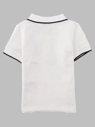 HUGO BOSS Stripe Trim Cotton Polo Shirt - White