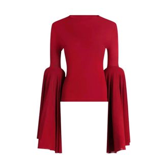 Jean Paul Gaultier Top de manga acampanada fruncida - Tops - Mujer - Rojo - S