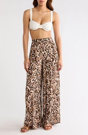 Elan Print Wide Leg Pants in Brown Carolina at Nordstrom, Size X-Small